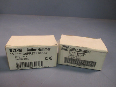 Lot of (2) Cutler-Hammer DPDT Relay Ser. A2 10-Amp 24VDC 8-Pin D5PR2T1