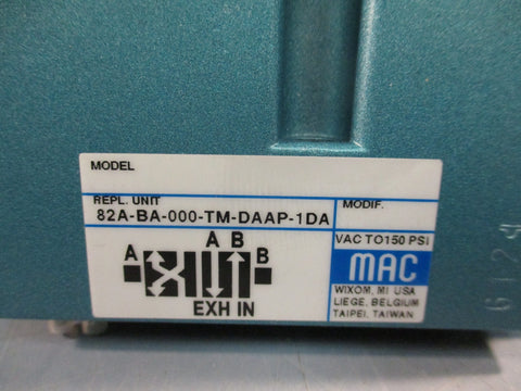 MAC Solenoid Valve 82ABC000TMDAAP1DA w/TMDAAP1DA Vac150 PSI