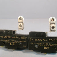 Omron Roller Lever Switch Lot of Two Z15GW2277B7K