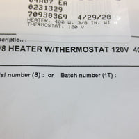 Markem 0231329 Heater w Thermostat 3/8" Inch 120V 400 W