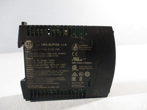 AllenBradley 1606XLP Power Supply 1 PH, 5V, 3A, 15W Series A 1606XLP15A