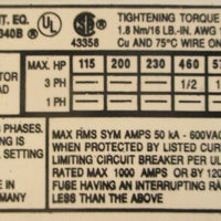Allen Bradley 140MN0016 Ser A Motor Starter 3PH 1.8Nm/16Lbin