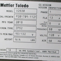 Mettler Toledo V2630 2018 CIVision Inspection System 1PH 120V