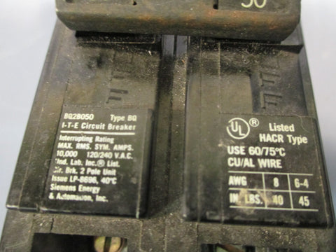 Siemens 50A 2Pole 120/240V BQ BoltOn Circuit Breaker BQ2B050