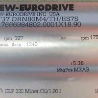 Sew Eurodrive KT37DRN80M4/TH/ES7S AC Gear Motor 230/460VAC 17/16" Bore
