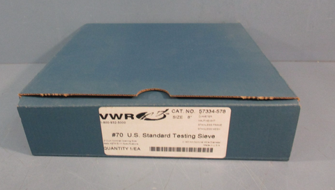 VWR 57334578 #70 U.S. Standard Testing Sieve 8" Dia 0.140mm Wire Dia Stainless