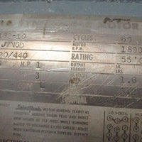 US Motors JVNGD Syncrogear 1 HP, 84 Final RPM Out, 3 Ph 220-440V, 182-10 Frame