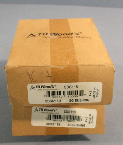 Lot of (2) TB Woods SDS118, SDSX1 1-1/8”, SG Bushing Keyed Bore
