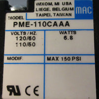 Mac PME-110CAAA Solenoid Valve 120/110V 60/50Hz 150PSI Max 6.8W