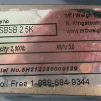 MTI Weigh Systems SBSB-2.5K Single-Ended Shear Beam Load Cell 2500lb Capacity