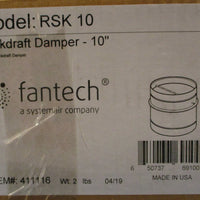 Fantech Systemair co RSK 10 Backdraft Damper 10" Dia 411116 RSK Series