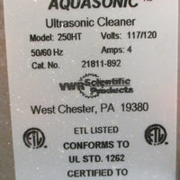 VWR Aquasonic 250HT Ultrasonic Cleaner w/ Basket No Lid 117/120V 4A 50/60Hz