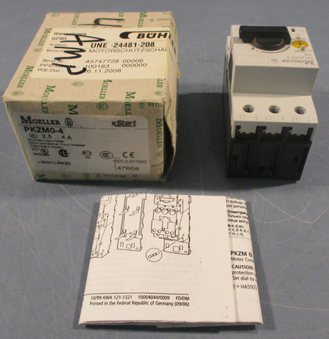Moeller PKZM04 NHI11PKZ0 Motor Protective Circuit Breaker 600VAC 3PH 2.54A