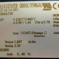 Sew Eurodrive S67DRE80M4/DH Gearmotor 174/27 RPM 65.63:1 13/8" Shaft Dia NOS