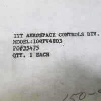 ITT Neo-Dyn 100PV48D3 Adjustable Air Relay Switch - New