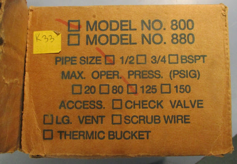 Armstrong B394B Inverted Bucket Steam Trap 1/2" FNPT 125 PSIG Max Model 800