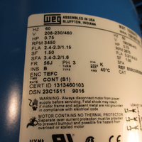 Goulds 1BF20734 Centrifugal Pump Series 3642,3/4 HP,208-230/460 V,3 Phase,1" NPT
