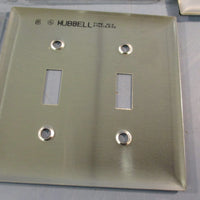 Lot of (8) Hubbell SS2 2Gang 2Toggle Switch Stainless Steel Wall Plate Cover