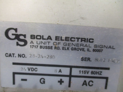 SOLA Power Supply 24VDC 8 Amp 115V 60Hz 2824280