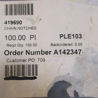 Conveyor Notched Chain 419690 1/2" Pitch Nylon Black Approx 6' Long