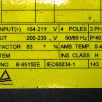 Fanuc A06B0859B192 AC Spindle Motor A22/8000, 18.526 kW, 8000 RPM MZ Sensor