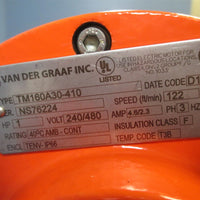 Van Der Graaf TM160A30410 1HP 480V 122FT/Min Electric Industrial Motor  New