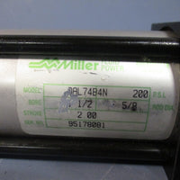 MILLER FLUID POWER PNEUMATIC CYLINDERS 200 PSI, 2" STROKE, 1 1/2" BORE DAL74B4N