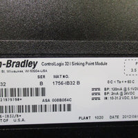 AllenBradley 1756IB32 Ser. B ControlLogix 32 I Sinking Point Module FW 3.5
