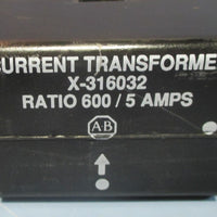 Allen Bradley X316032 Current Transformer Ratio: 600 / 5 Amps