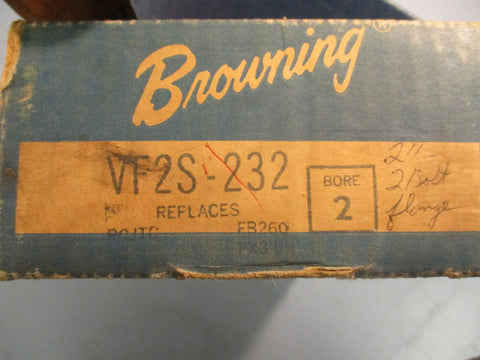 Browning VF2S-232 Two-Bolt Flange Ball Bearing Unit 2" Bore 8.5" Overall Length