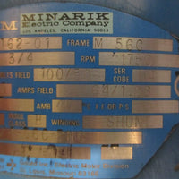 Minarik 621716201 Electric Motor Shunt Winding 1750 RPM 3/4HP 5/8" Shaft Dia