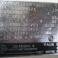 GE 5KE182WFF203 Wash Down Duty Motor 3 Phase, 3 HP, 182TC, 1765 RPM Used