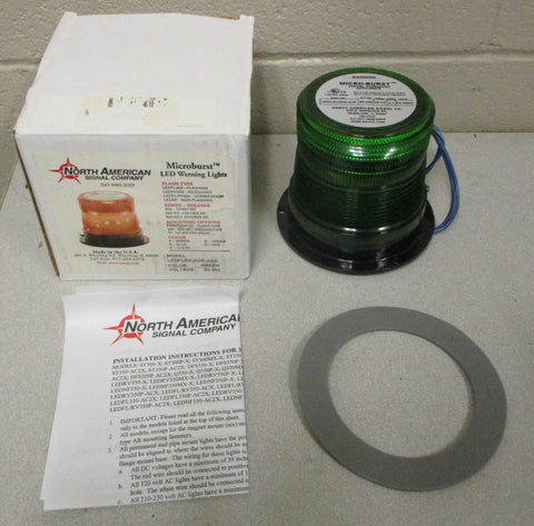 North American Signal Company LEDFLRV350P-ACG LED Warning Light Green 85-250V