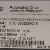 Danfoss VLT Automation Drive 134L2647 5.5kW 7.5HP NEMA 4X IP66 3x380-480V In