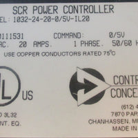 Control Concepts 103224200/5VIL20 SCR Power Controller 240VAC 20A 1PH