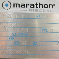 Marathon G655 Electric Motor 056B11G5301 1/2HP 1140RPM 5/8" Shaft Dia