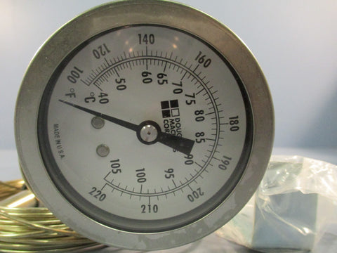 Douglas Machines 5520 Temperature Gauge, 100-220F, 2-1/2", 20" Capalliry