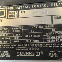 Square D 8501 XO 40 Form HW Series A Control Relay w/ XTD2 Timing Relay