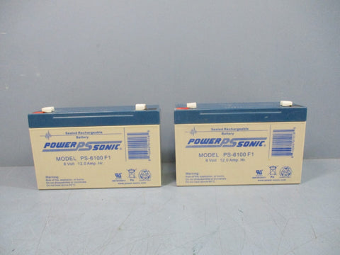 Power Sonic PS-6100F1 Sealed Rechargeable Battery 6V 12Amp New Lot of 2