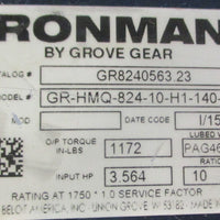 NOS Grove Gear GRHMQ82410H114023 Gear Reducer GR8240563.23 10:1 Ratio