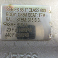 AT Controls Series 88 Ball Valve Class 600 1" NPT 20F at 1480PSI 316 SS