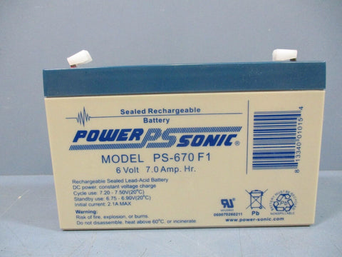 Power Sonic PS-670F1 Sealed Rechargeable Battery 6V 7Amp New Lot of 2