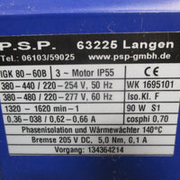 P.S.P IGK 80-60B 3-Motor Gear Motor IP55 50/60Hz WK1695101 VE31-G-R-5