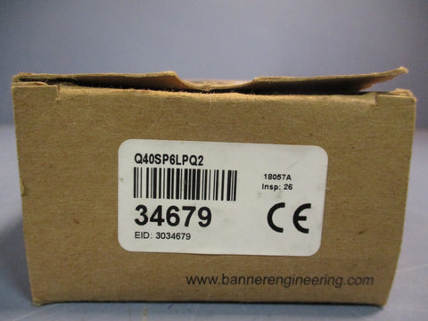 BANNER ENGINEERING PHOTOELECTRIC SENSOR Q40SP6LPQ2 34679 1030VDC