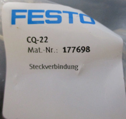 (Lot of 3) Festo 177698 Push In Straight Connector CQ22 22mm 0.95bar…15bar