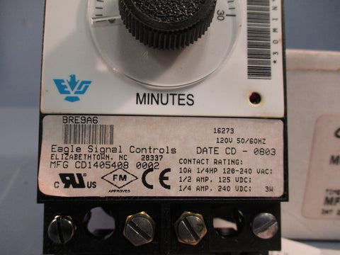 Danaher Industrial/Eagle Signal BRE9A6 Relay Timer 030 min on Delay 120V