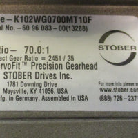 Stober K102WG0700MT10F Gear Reducer ServoFit Precision Gearhead 70:1 Ratio