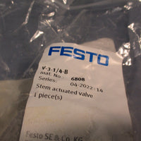 Festo V-3-1/4-B 6808 Direct Acting Round Valve, Stem Actuated Valve, 3/2 Way