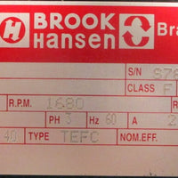 Brook Hansen Z500172 Motor Reducer 3PH 0.5HP 208230/460V 11/4" Shaft Dia