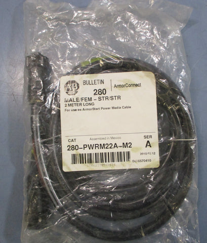 Allen Bradley 280-PWRM22A-M2 Ser. A ArmorStart Power Media Cable Male/Female